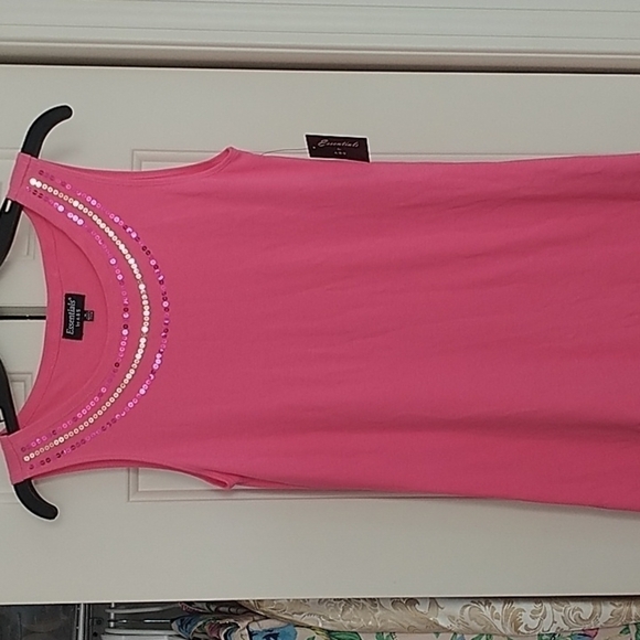 Essentials by ABS Fuschia & Sequins Tunic Top Sz 16 - Picture 2 of 8